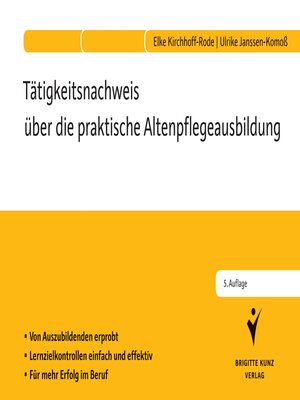 cover image of Tätigkeitsnachweis über die praktische Altenpflegeausbildung